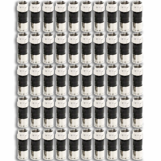 Picture of 50-Pack RG6 Quad Compression Connectors PPC EX6XL Approved for Most Satellite or Cable Coax