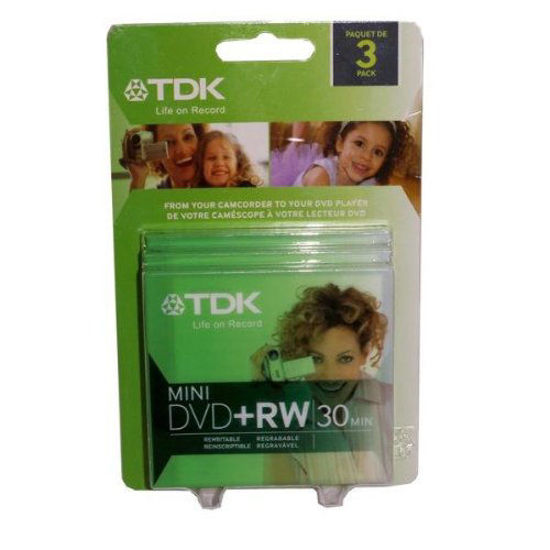 Picture of TDK 3 Pack Mini DVD+RW 30 Minute 1.4GB Discs with Case