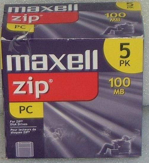 Picture of Maxell Zip Disk, 100MB, PC Formatted, Pack of 5