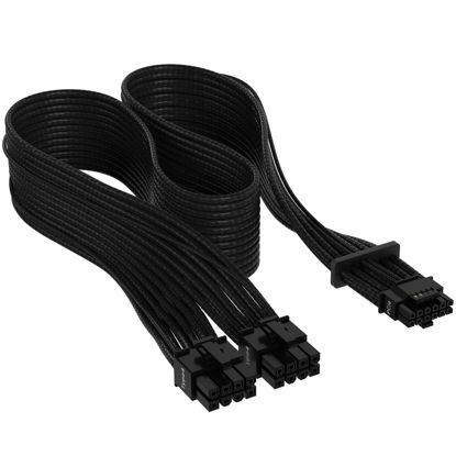 Picture of Corsair Premium 600W PCIe 5.0 12VHPWR PSU Cable RMX, RMX Shift, RMe, HXi, SF and SF-L PSU's only - Requires 2X Type-4 Connectors - 12+4pin Connector - Mesh Paracord Sleeving - Black