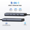 Picture of UGREEN USB C to Ethernet Adapter, 10Gbps 5 in 1 USB C Hub with 2* USB-C 3.2, 1*USB-A 3.2, Gigabit RJ45, USB-A 2.0, USB C Hub Ethernet for Laptop, Thunderbolt(3/4) to Network for MacBook, XPS, iPad Pro