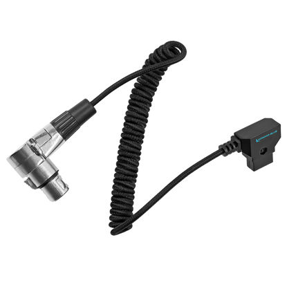 Picture of KONDOR BLUE D-Tap to 4 Pin XLR Female Right Angle Adapter Power Coiled Cable for Blackmagic URSA Mini Pro, Sony Venice F5 F55, Panasonic Varicam, TV Logic Field Monitor, Hive Wasp 100, Sound Mixers.