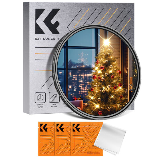 Picture of K&F Concept 77mm Variable Star Filter Cross Screen Starburst Filter 4, 8 Points -18 Layer Coating Ultra Slim Optical Glas Camera Lens Filter with 3 Cleaning Cloth