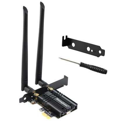 Picture of WiFi 6E Card 5400Mbps PCIe with Bluetooth 5.3, Intel WiFi 6E AX210 Chip, Tri-Bands (6GHz/5GHz/2.4GHz) Wireless Adapter with MU-MIMO, WPA3, OFDMA, Ultra-Low Latency, Support Windows 11/10(64Bit)