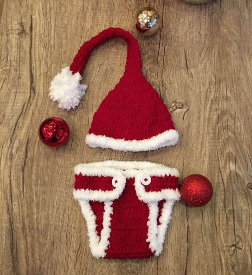 Picture of Santa, Newborn Baby Girl/Boy Crochet Knit Costume Photo Photography Prop Hats Outfits