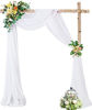 Picture of PARTISKY Wedding Arch Draping Fabric, 1 Panel 28" x 19Ft White Drapes Sheer Backdrop Curtain for Wedding Ceremony Party Ceiling Decor