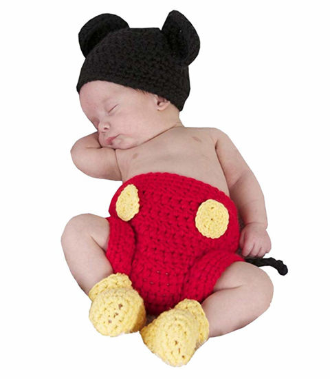 Picture of Jastore® Photography Prop Baby Costume Cute Crochet Knitted Hat Cap Girl Boy Diaper Shoes Mouse