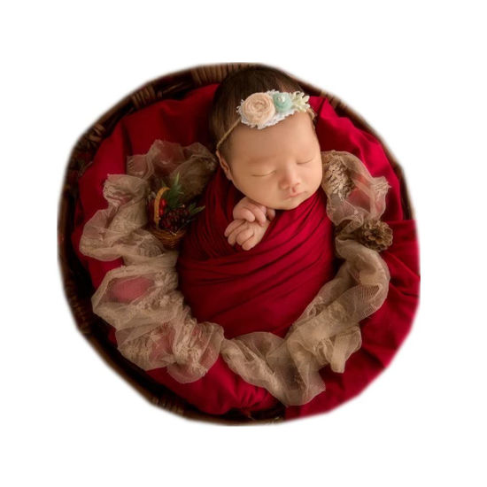 Picture of Coberllus Newborn Baby Photo Props Blanket Stretch Without Wrinkle Wrap Swaddle for Boys Girls Photography Shoot (Red)