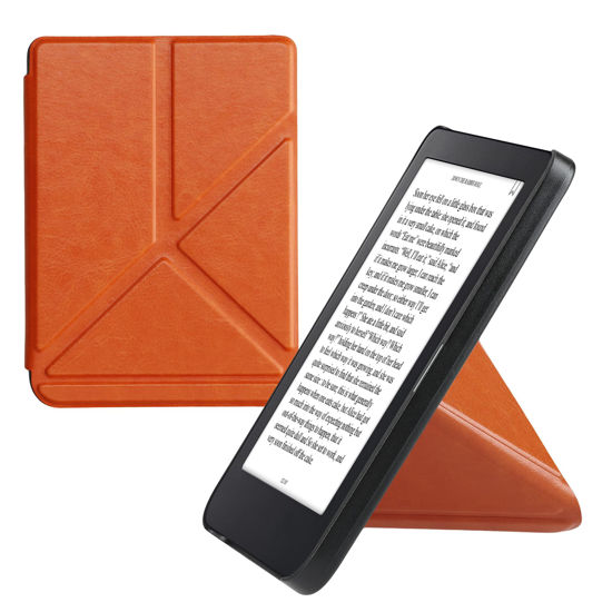 Picture of kwmobile Origami Case Compatible with Kobo Clara 2E / Tolino Shine 4 Case - Slim PU Leather Cover with Stand - Orange