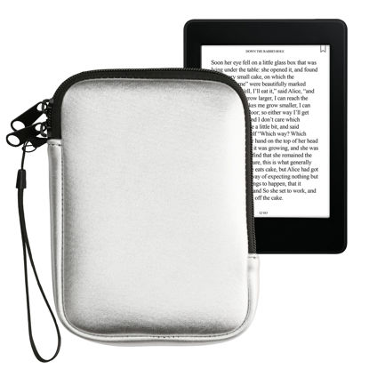 Picture of kwmobile Neoprene e-Reader Pouch Size 6" eReader - Universal eBook Sleeve Case with Zipper - Silver