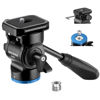 Picture of NEEWER Tripod Fluid Head Pan Tilt Head with Arca Type Quick Release Plate and Handle, Metal Panorama Head with Scaled Base (⌀37mm) for Compact Video Camera DSLR Camera, Load up to 6.6lb, GM24 (Blue)