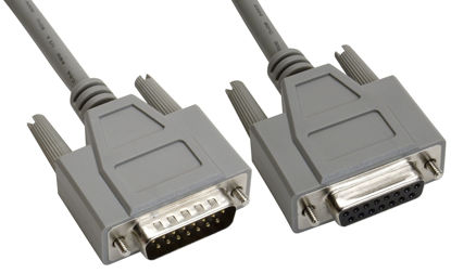 Picture of Amphenol CS-DSDMDB15MF-015 15-Pin DB15 Deluxe D-Sub Cable, Shielded, Male/Female, 15', Gray