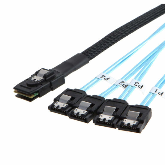 Picture of CableCreation Mini SAS to 4 SATA Cable, 36 Pin SFF 8087 Host/Controller to 7 Pin SATA Target/Backplane, Compatible with PERC H310, RAID Controller(1M / 3.3FT)