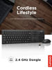 Picture of Lenovo 100 Wireless Keyboard and Mouse Combo - Cordless Set with Spill Resistant Quiet Keys - 3-Zone Keyboard - Ambidextrous Mouse - Compact Design - Wireless USB -Black