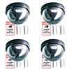 Picture of 4-Pack Fake Security Camera with Flashing Red LED Light - Dummy Dome Fake Cameras with Bonus Security Alert Sticker Decals, Black