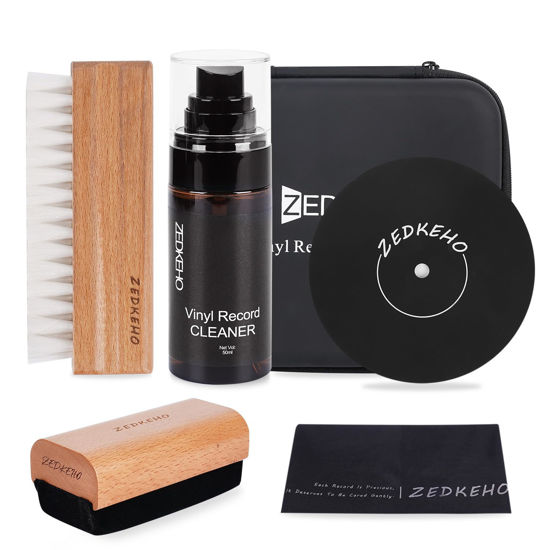 Picture of Vinyl Record Cleaning Kit: Complete 6-in-1 Record Cleaning Kit, Velvet Brush, Vinyl Record Brush Anti Static, Lps Cleaner, Record Cleaning Cloth, Label Protector, Storage Case - Revitalize Your Vinyl