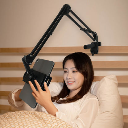 Picture of Kindle Tablet Holder Stand for Bed, Flexible Arm Mount for Reading in Bed, Reading Accessories Compatible with iPad Mini iPhone/Nintendo Switch/Kindle Fire HD or Other 4.5~12.9 Inches Devices (Black)