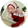 Picture of Christmas Newborn Baby Photo Shoot Props Outfits Crochet Clothes Santa Claus Red Hat Pants Photography Props (deep burgundy)