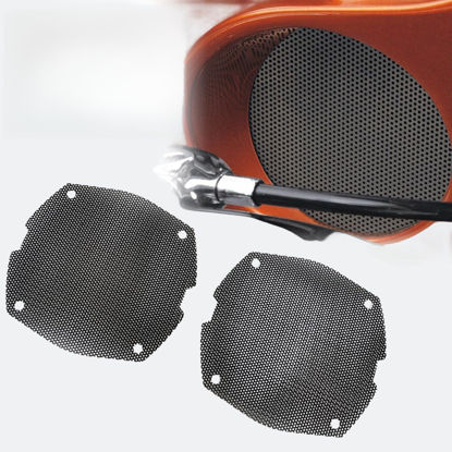 Picture of VPZMT Replacement Front Mesh Speaker Grill Cover Panels Fits for 1996-2013 Harley Davidson Touring Electra Glide,Street Glide,Ultra Limited And Tri Glides Models (Black)