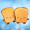 Picture of HOMSFOU 1 Pair Half Warmer Cute Toast Cartoon Heated Winter Pattern Warm Smiling Face Powered Warmers Hands Wearable Fingerless Mitten Gloves Mittens USB Heating Hand Plush Laptop