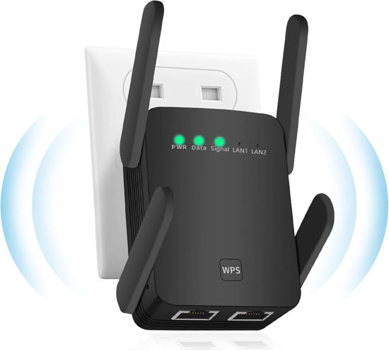 Picture of WiFi Extender, 5GHz+2.4Ghz Dual Band WiFi Booster with Ethernet Port，Up to 1200Mbit/s WiFi Repeater Signal Booster for Home,5G Amplifier Coverage up to 9200 sq.ft, Work with 99% WiFi Routers