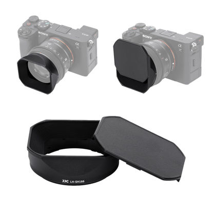 Picture of JJC Metal Square Lens Hood Shade for Sony FE 50mm f/2.5 G SEL50F25G, FE 40mm f/2.5 G SEL40F25G, FE 24mm f/2.8 G SEL24F28G Lenses, Replaces Sony ALC-SH165 ALC-SH166 Lens Hood, with Protective Hood Cap