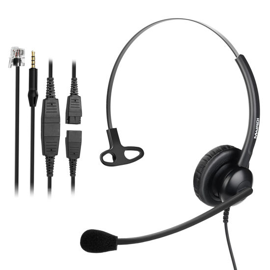 Picture of MAIRDI Telephone Headset with Microphone Noise Canceling, Binaural Call Center Office Headphone with RJ9 Jack & 3.5mm Connector for Landline Phone Cell Phone PC Laptop, Work for Polycom Avaya Nortel