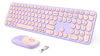 Picture of seenda Wireless Keyboard and Mouse, USB & Type C Keyboard Mouse Combo, Full Size Pink Wireless Keyboard Compatible for Win 7/8/10, MacBook Pro/Air, Laptop, PC - Pink Purple