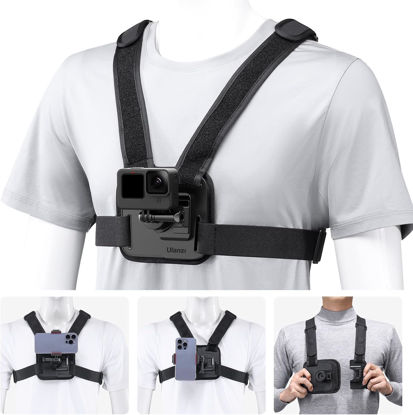 Picture of ULANZI CM028 Adjustable Chest Mount Harness w Vertical/Horizontal Switching for GoPro DJI Insta360 Action Cameras - Phone POV Chest Strap Mount Harness for iPhone Samsung Cameras Body Mount