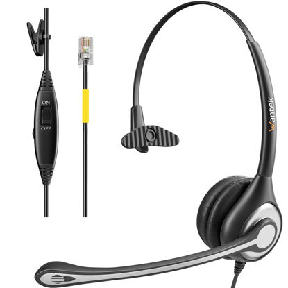 Picture of Wantek Corded Telephone Headset Monaural with Noise Canceling Mic Work for Yealink T19P T20P T21P T22P T26P T28P Avaya 1608 9640 Cisco 7905 Grandstream Snom AltiGen Panasonic KXT IP Phones(F600Y1)