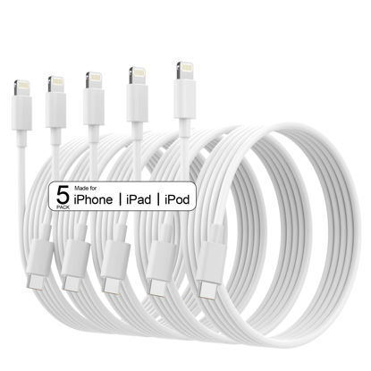 Picture of USB C to Lightning Cable, iPhone Charger Fast Charging [Apple MFi Certified] 5Pack 6FT Long Lightning Cable Fast Charging iPhone Charger Cord for iPhone 14 13 12 11 Pro Max XR XS X 8 7 6 Plus SE, iPad