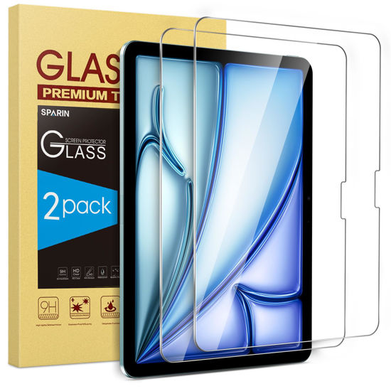 Picture of SPARIN 2 Pack Screen Protector for iPad Air 11-inch 2024 (6th Generation), Tempered Glass-Apple Pencil Pro & Case Compatible, Anti-Scratches, High Definition