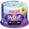 Picture of Maxell 639013 DVD+R Discs, 4.7GB, 16x, Spindle, Silver, 50/Pack