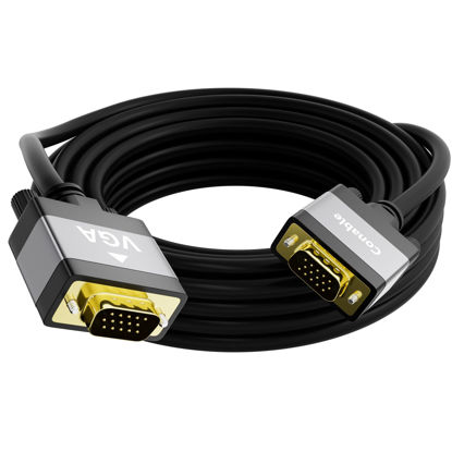 Picture of VGA to VGA Cable 25 FT, Long VGA Male to Male Adapter Cord, Standard 15 Pin Gold-Plated Connectors, Aluminum Shells, 1080P, for Computer, Laptop, Desktop, Monitor, Projector, Gaming, HDTV, DVD, Black