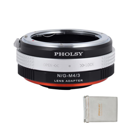 Picture of PHOLSY Lens Mount Adapter with Aperture Control Ring Compatible with Nikon G (F AI AIS D AFS) Lens to Micro Four Thirds (M4/3 Micro 4/3 MFT) Mount Camera Body Compatible with Nikon to M4/3