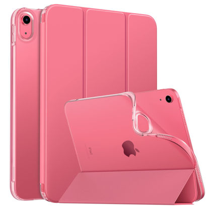 Picture of MoKo Case for New iPad 10th Generation Case 2022, iPad 10.9 Case with Soft TPU Translucent Frosted Back Cover, Slim Shell Stand Protective Case with Auto Wake/Sleep, Support Touch ID, Watermelon Red