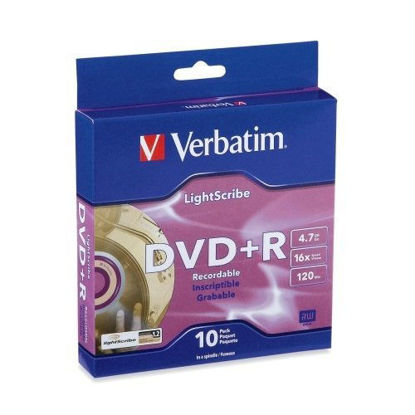 Picture of Verbatim LightScribe 10pk DVD+R Blank Media - Laser Etch Prints Direct To Disc (95116) - 4.7GB//120min