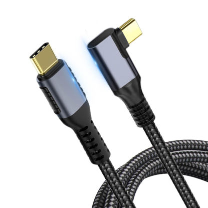 Picture of V 240W Right Angle USB 4 Cable for Thunderbolt 4 Cable 2.6 FT USB 4 Coaxial Cable with 40Gbps Data and 8K@30Hz/5K@60Hz,Compatible with Thunderbolt Cable and USB-C,for MacBooks,Hub, Docking, and More