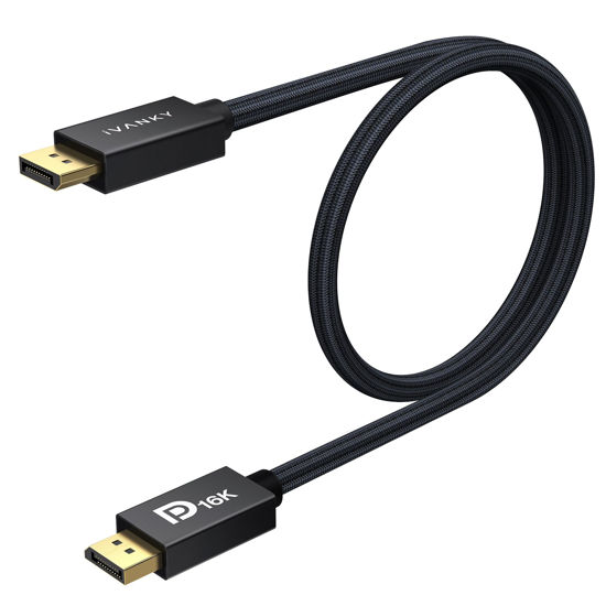 Picture of IVANKY 16K Displayport Cable 3.3ft, VESA Certified Short DP 2.1 Cable [16K@60Hz, 8K@120Hz, 4K@240Hz/165Hz, 2K@360Hz],DisplayPort 2.1 Cable Support HDR10, HDCP 2.2 for Gaming Monitor/PC/Graphics, 3.3FT