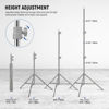 Picture of NEEWER Upgraded 75"/190cm Light Stand Stainless Steel Spring Loaded, Foldable Photography Tripod Stand with Stronger Tube Joints for Strobe Softbox LED Ring Light, Max Load 13.5lb/6.5kg, ST-190SS