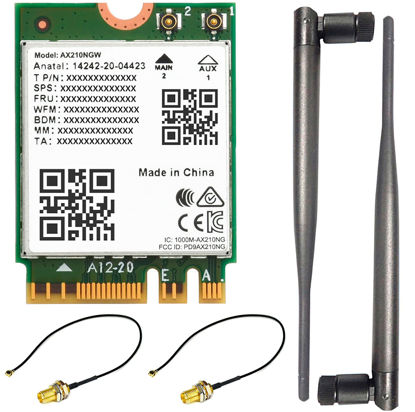 Picture of Wireless AX210 NIC, Gigabit Tri-Band Wi-Fi 6E, 802.11AX Standard, Bluetooth 5.2, AX210 NGW Wifi Card, MU-MIMO NGFF (M.2 A/E Key) Interface,Support Linux, Windows 10/8.1/8/7