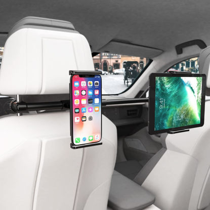 Picture of Holulo Car Headrest Mount with Dual Adjustable Positions,360° Rotation Car Headrest Tablet Mount Holder, Universal Tablet Holder for 4" to 11" iPad/Tablet/Smartphone/Switch(2 Positions)