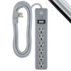 Picture of GE 6-Outlet Surge Protector, 15 Ft Extension Cord, Power Strip, 800 Joules, Flat Plug, Twist-to-Close Safety Covers, UL Listed, Gray, 62457