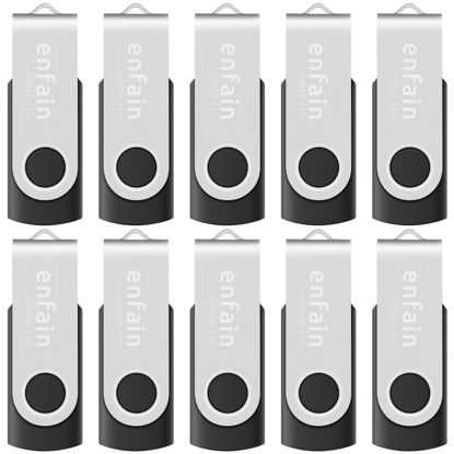 Picture of Professional 10-Pack of Enfain 8GB USB 2.0 Flash Memory Sticks - Ideal for Presentations, Promotions, Catalogs, Software, and Media Distribution (Black)