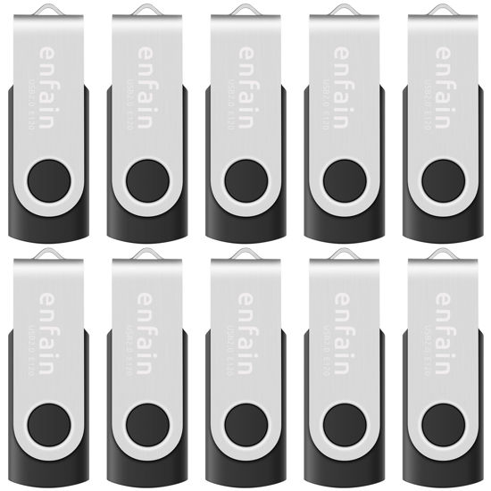 Picture of Professional 10-Pack of Enfain 8GB USB 2.0 Flash Memory Sticks - Ideal for Presentations, Promotions, Catalogs, Software, and Media Distribution (Black)