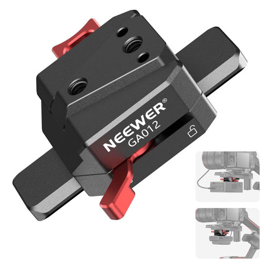 Picture of NEEWER Mini V Mount Battery Plate with NATO Rail for Adjustable Gimbal Balance Compatible with DJI RS3 Pro RS2 RSC2, Quick Release for V Lock/NP-F Battery Compatible with SmallRig NEEWER PS099E, GA012