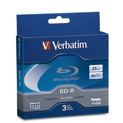 Picture of Verbatim BD-R 25GB 6X Blu-ray Recordable Media Disc - 3 Disc Jewel Case Box - 97341