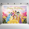 Picture of BWW Princess Happy Birthday Backdrop Colorful Rainbow Flowers Photo Backdrop Fairy Tale Little Girl Princess Birthday Party Background Multicolor Glitter Photography Background 5x3ft