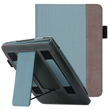 Picture of WALNEW Stand Case for 6.8” Kindle Paperwhite 11th Generation 2021- Two Hand Straps Premium PU Leather Book Cover with Auto Wake/Sleep for Amazon Kindle Paperwhite Signature Edition ereader