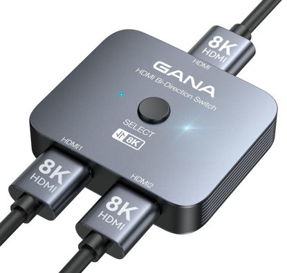 Picture of GANA HDMI 2.1 Switch, 8K HDMI Switcher Splitter Bi-Directional 2 in 1 Out, 4K@120Hz,8K@60Hz, 48Gbps Aluminum Ultra HD HDMI Hub Compatible with PS5/4,Xbox,Roku,Apple TV,Fire Stick